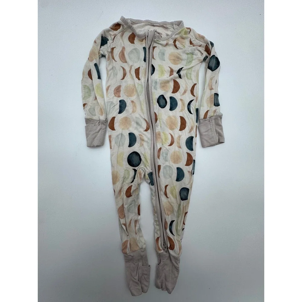 Little‎ Sleepies Bamboo Zippy Pajama Moon Phase Print Footed Sleeper 6-12 Months